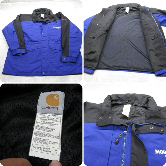 Carhartt Jacket Mens Large Blue Work Shield Water Resistant Mesh Parka Utility - Picture 1 of 11